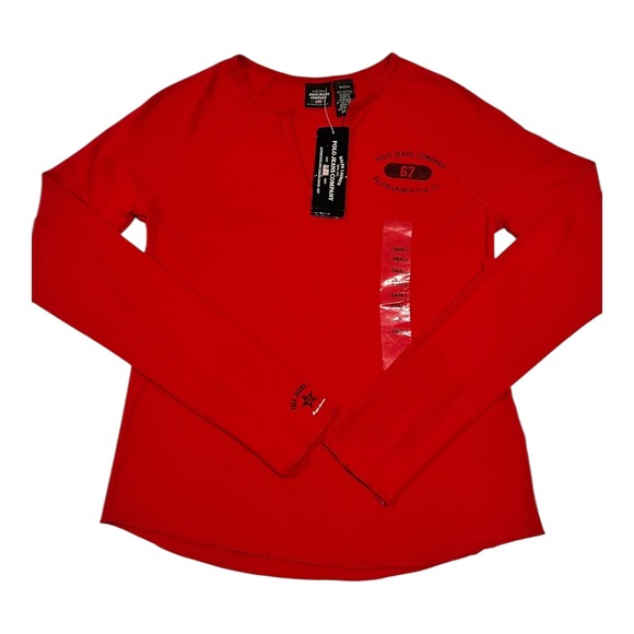 Polo Jeans Company Ralph Lauren Red Long Sleeve Top NWT - Picture 1 of 14